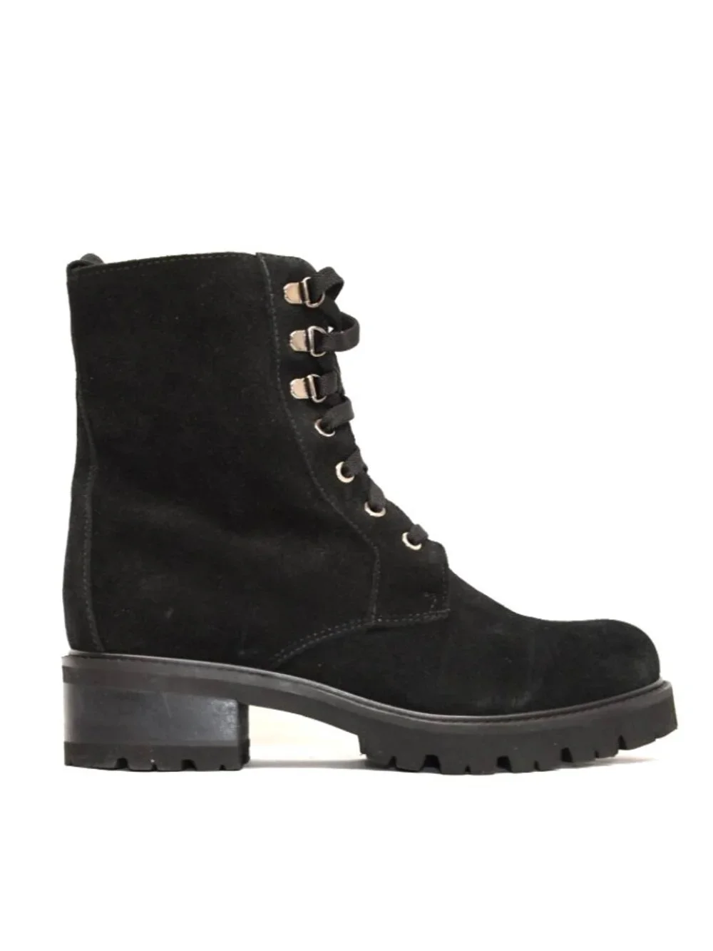 New! LA CANADIENNE Jacques Waterproof Hiker Lug Boot Black Suede Size 7.5 DD542